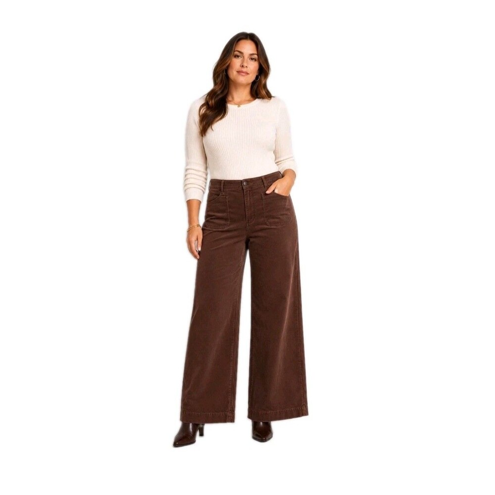 Loft Pants Womens Size 4 The Palmer Wide Leg Brush Corduroy Trouser
